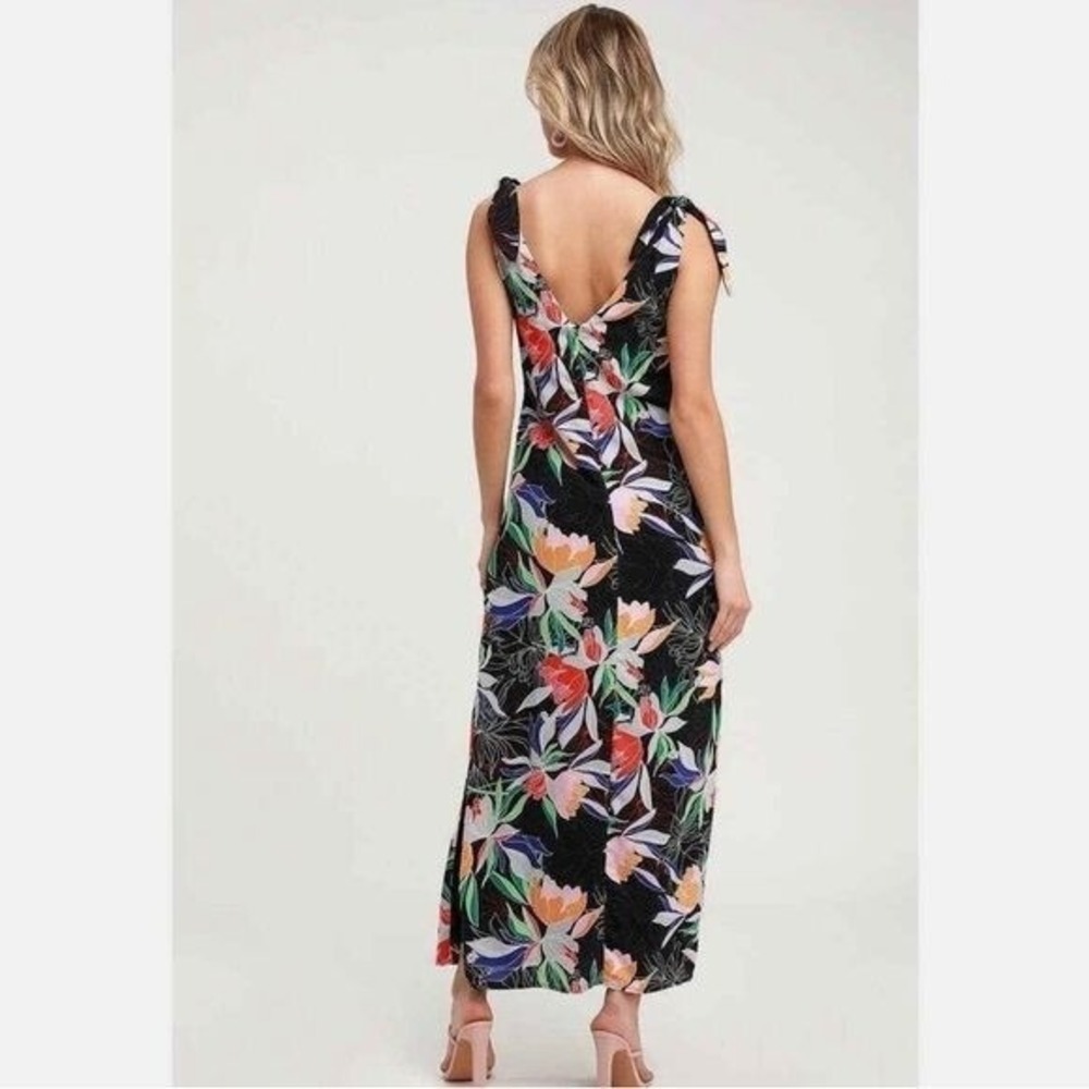 Lulus‎ Beloved Becky Black Floral Print Maxi Dress Medium Romantic Evening - Picture 2 of 12